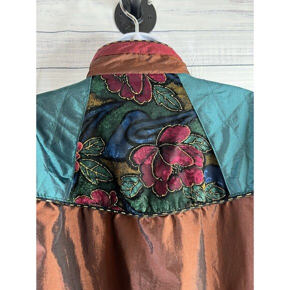 Vintage Westbound Windbreaker Womens L Petites Velvet Burnout Floral Jacket 80s - Picture 8 of 16